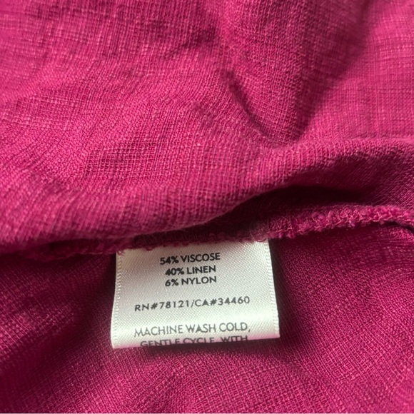 Eileen Fisher Sleeveless Maxi Dress Linen Blend Crepe Lagenlook Raspberry Sz XL - Picture 6 of 7